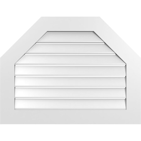 Ekena Millwork Octagonal Top Surface Mount PVC Gable Vent: Functional, w/ 3-1/2"W x 1"P Standard Frame, 34"W x 26"H GVPOT34X2601SF